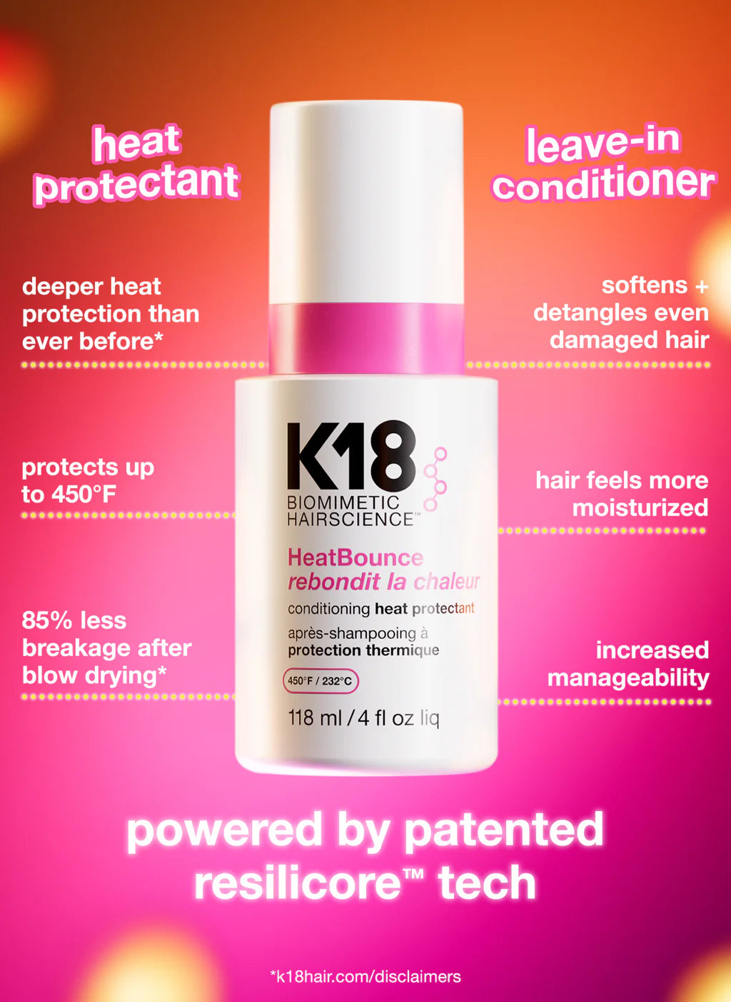 K18 HeatBounce Conditioning Heat Protectant – skinBEAUTIFUL RX